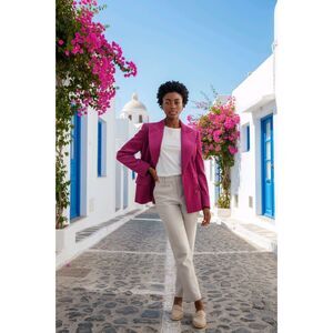 JG Hook Cord Style Jacket Women Large Pink Button Accented Lined